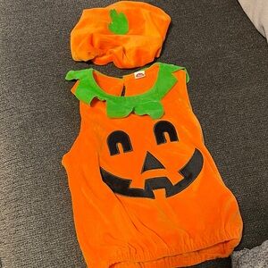Kids Pumpkin Costume with Hat - Orange and Green